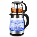 چای ساز DSP مدل KK1286 با کتری شیشه ای و قوری پیرکس