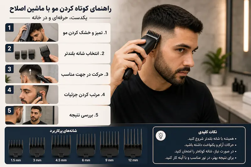 راهنمای کوتاه کردن مو با ماشین اصلاح