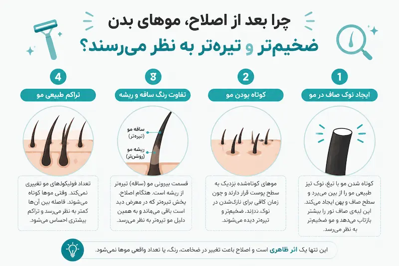 چرا مو بعد از اصلاح ضخیم‌تر و تیره‌تر به نظر می‌رسد؟
