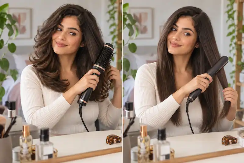 سشوار برس‌دار بهتر است یا اتوی مو؟
