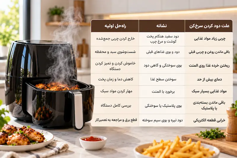 علت دود کردن سرخ کن بدون روغن چیست؟